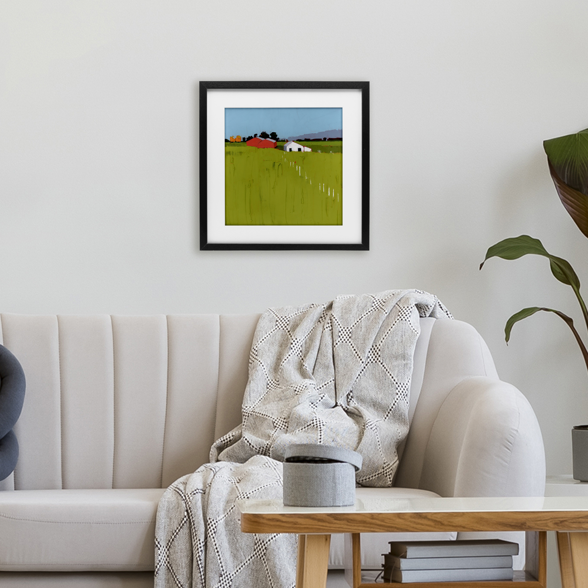 Pastoral Fence Line Black Framed Print Under Glass, design by Ruth LaGue