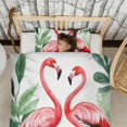 thumbnail image 3 of Flamingos with Tropical Leaves Duvet Cover and Pillowcase Set for Single Bedding, Bedroom Accessories for Kids Teens, 3 of 5