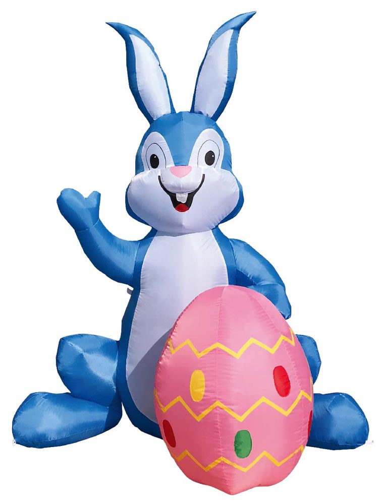 6' Air Blown Inflatable Blue Bunny w/ Pink Egg - Walmart.com