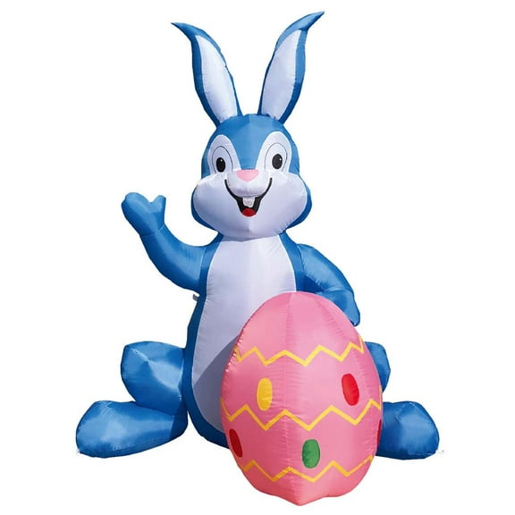 6' Air Blown Inflatable Blue Bunny w/ Pink Egg
