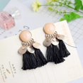thumbnail image 2 of 2.56in Bohemian Multicolor Tassel Earrings Fringe Drop Earrings Black----Black--Product code 69486 Black, 2 of 4