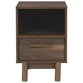thumbnail image 2 of Benzara Single Drawer Wooden Nightstand with Grain Details - Brown, 2 of 2