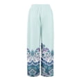 thumbnail image 5 of Dress Pants Women Petite High Waisted Wide Leg Summer Beach Vacation Women's Pants Boho Lounge Casual Palazzo Trousers Sky Blue S, 5 of 8