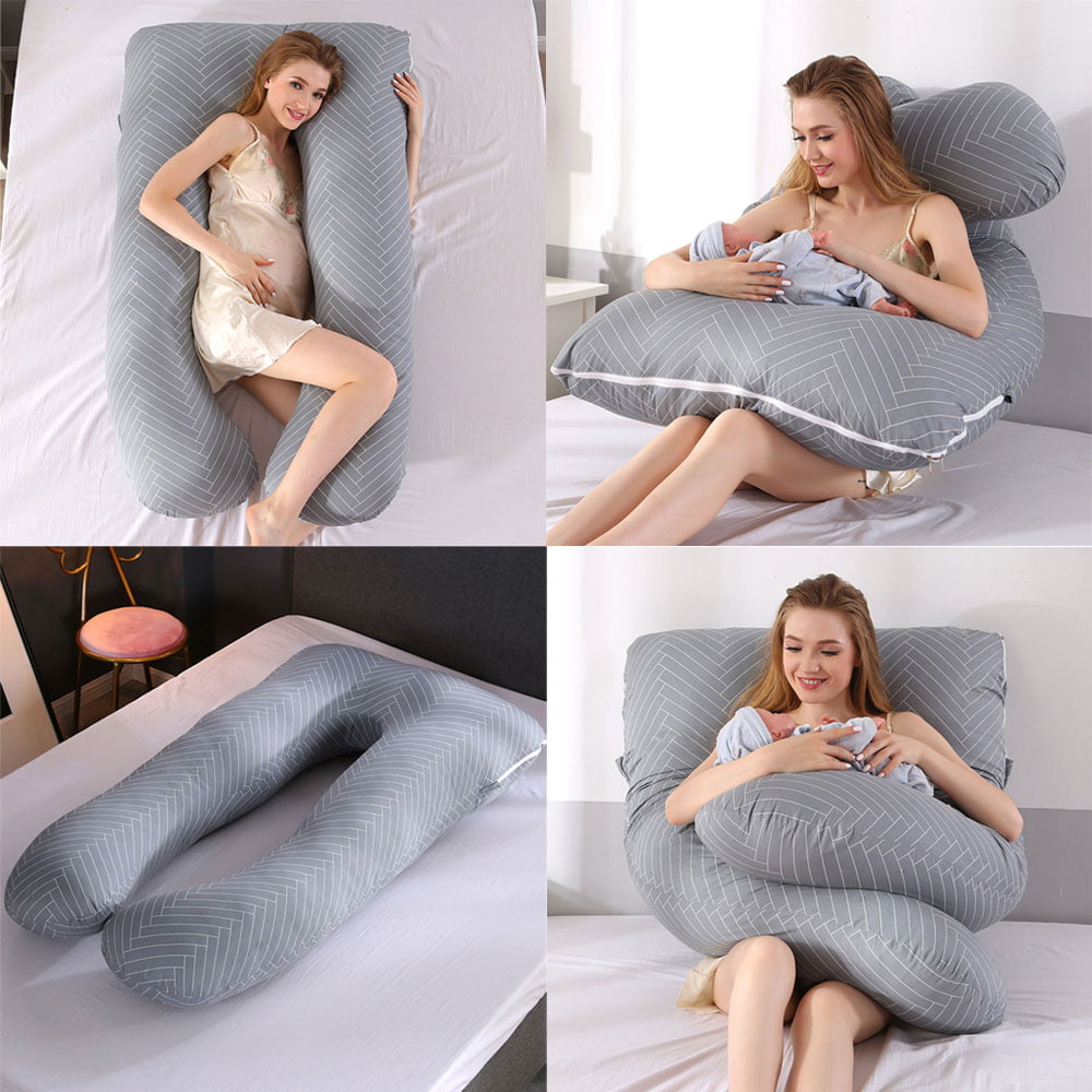 Pregnancy Pillow Maternity Belly Contoured Body U Shape Extra Comfort Gray 