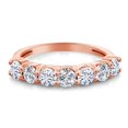 thumbnail image 2 of Gem Stone King 18K Rose Gold Plated Silver Moissanite Anniversary Ring for Women (1.15 Cttw, Gemstone Birthstone, Size 7), 2 of 4