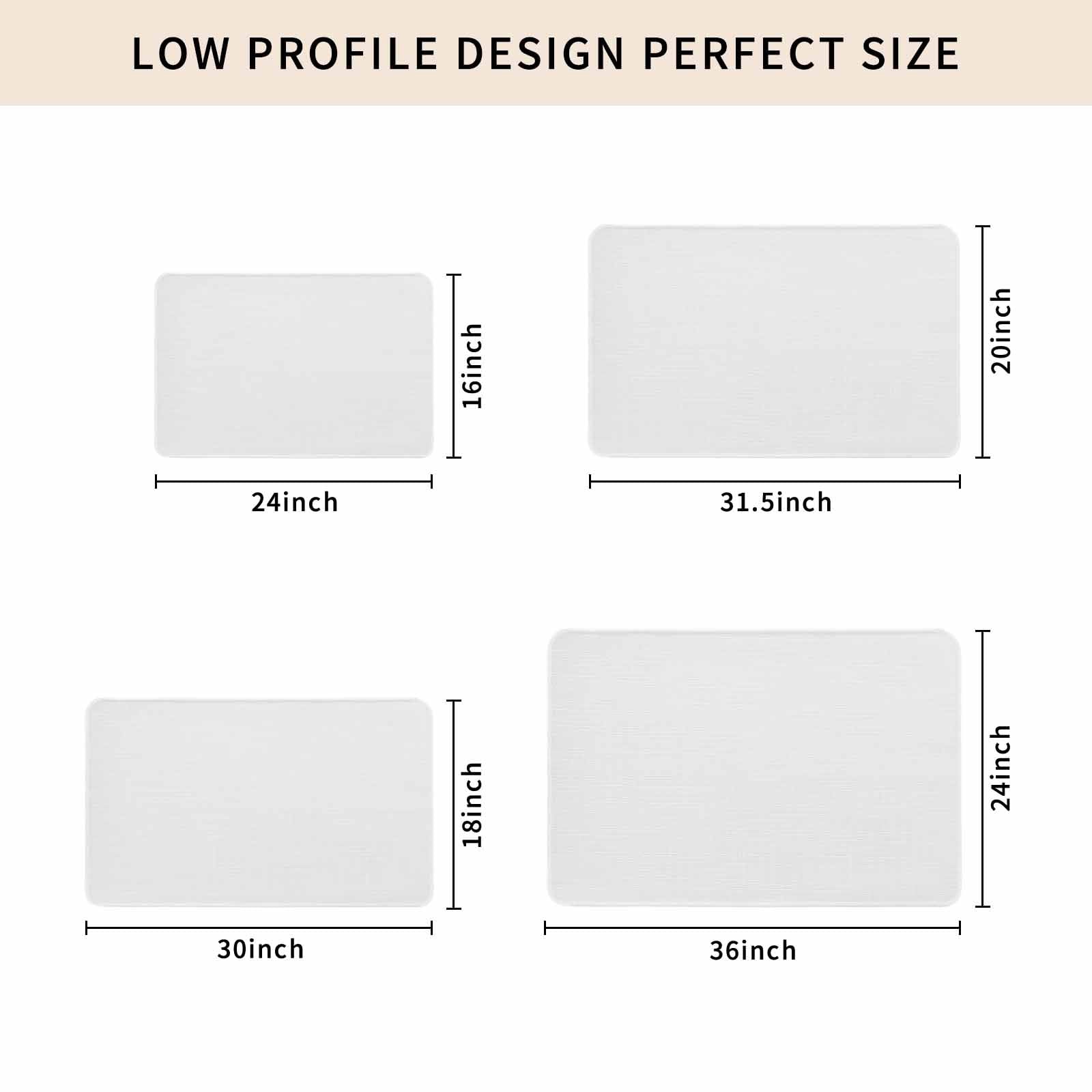White Doormat Outdoor Entrance 24"x36", Modern Minimalist Pure Soild Color Absorb Moisture Dirt Door Mats, Non-Slip Rubber Backing Floor Mats Indoor, Low-Profile Front Door Rugs