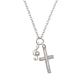 thumbnail image 2 of Delight Jewelry Silvertone Medium Clef with AB Crystal Be Strong and Courageous Engraved Cross Zoey Necklace, 28", 2 of 4
