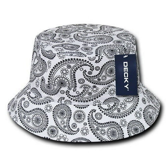Decky 459-PL-WHT-06 Paisley Bucket Hat Small, Medium - White