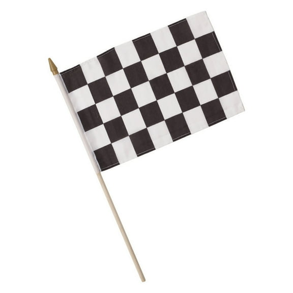 Black and White Checkered Racing Flag 12x18  each on Wooden Stick