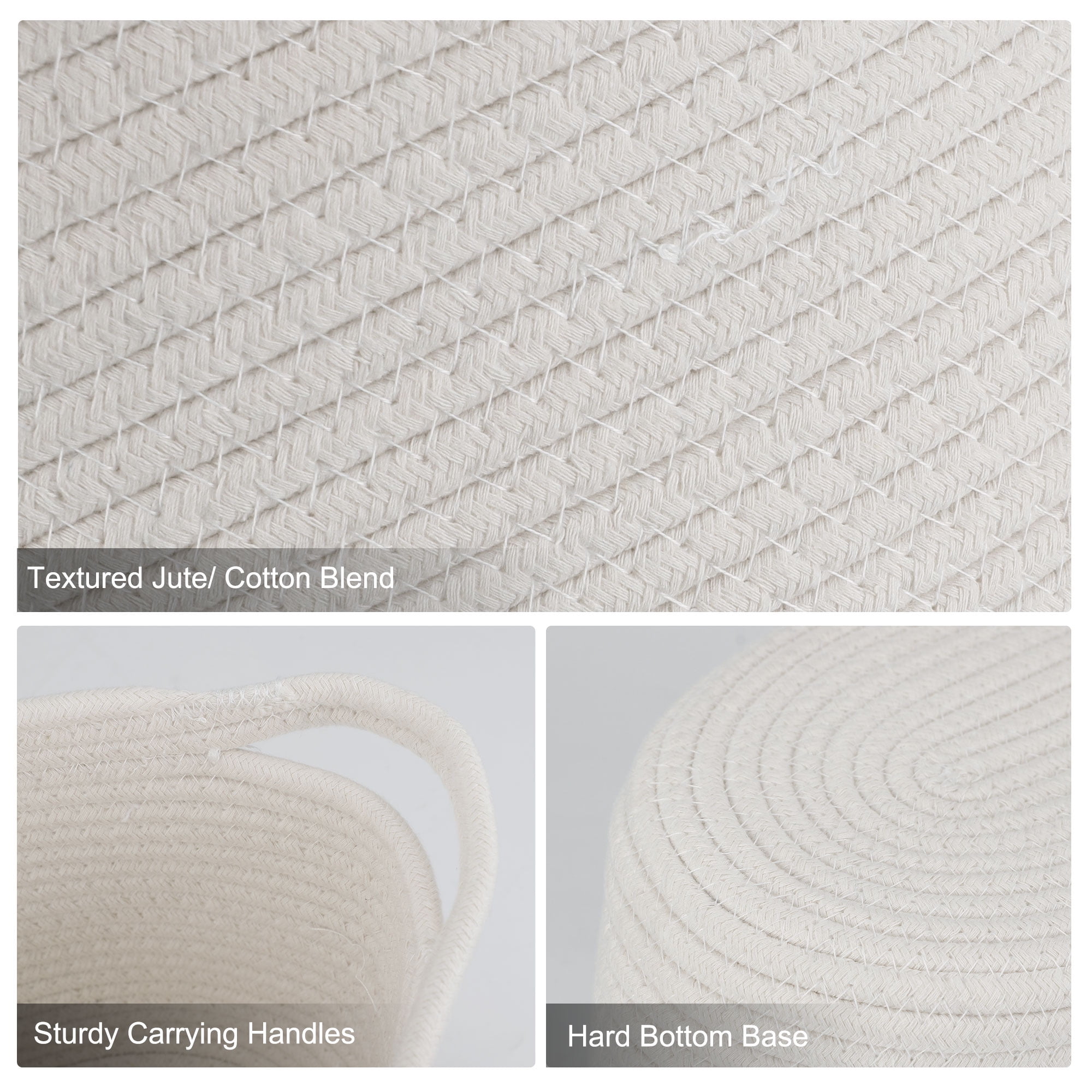 Unique Bargains Storage Basket Cotton Rode Woven Container Handles 2 Pack White