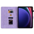 thumbnail image 5 of Case for Samsung Galaxy Tab S9/S8/S7, Flower Pattern PU Leather Multi-Angle Viewing Stand Shockproof Flip Case with Card Slot, Magnetic Clasp, Pencil Slot, for Galaxy Tab S9/S8/S7, Purple, 5 of 11
