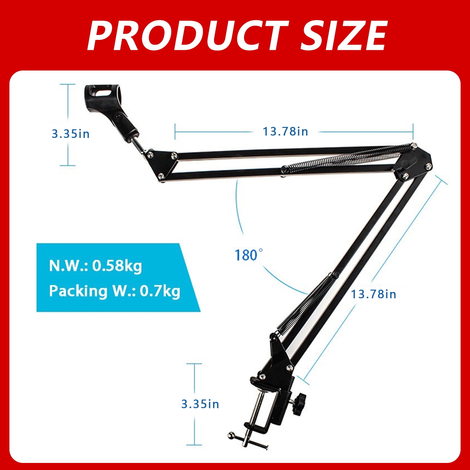 Arcticwind Microphone Arm Stand,360° Rotatable Microphone Boom Arm Mic Stand,Low Profile Mic Arm,with Desk Mount Clamp, Screw Adapter,Shock mount,for Most Microphone