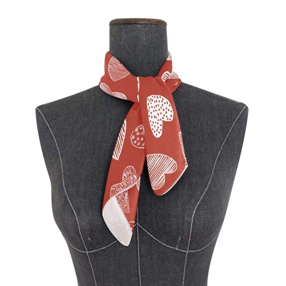 Square Scarf 24x24 Inch Rustic Red White Hearts Silky Satin Sun Protection Neck Scarf for Women Multi-Purpose Head Wrap Bandana for Hair Bag Decoration