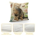 thumbnail image 4 of JRXY Cute Cat Butterfly Pillow Covers  Lovely Cartoon Pattern Beige Background Throw Pillowcase for Home Decor 22x22in, 4 of 5