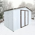 thumbnail image 6 of Elegant 6ft x 8ft Metal Garden Shed – Chic Outdoor Storage Solution in Striking White and Coffee Colors. Perfect for Organizing Tools and Enhancing Your Garden's Style!, 6 of 7
