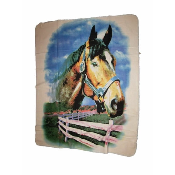 Horse Head Fence Farm 50x60 Polar Fleece Blanket Throw