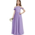 thumbnail image 2 of Drtj Girls A-Line Maxi Dress Junior Bridesmaid Flower Girl Dresses Off-Shoulder Chiffon Dress for Wedding Pageant, 2 of 6