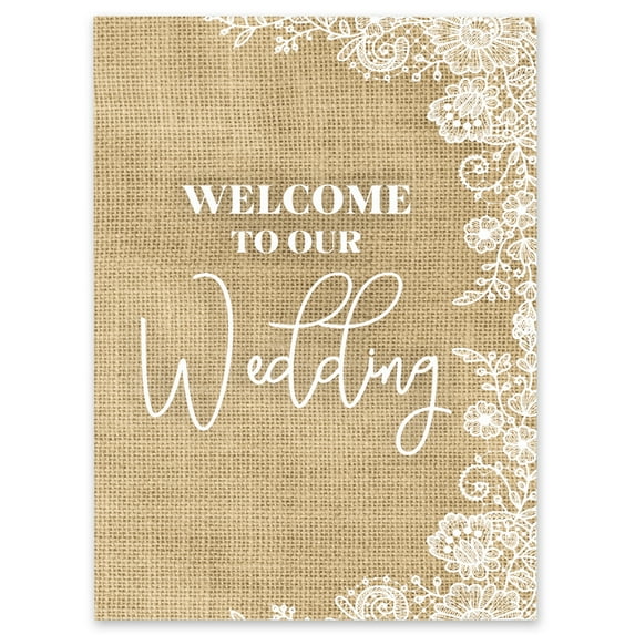 Darling Souvenir MADE WITH LOVE BurlapLargeWelcomeSign, Decorative PosterWelcomeTo Our Wedding Poster For Easel Wedding Collection- 18x12