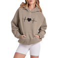 thumbnail image 1 of Gibobby Sudadera oversize mujer, Sudadera de manga larga para mujer, bloque de color, con capucha y cordón(Caqui,M), 1 of 4