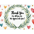 thumbnail image 3 of Watercolor Heart Thank You Banner Leaf Design Love Theme for Appreciation Events Office Decor Teacher Gifts, 3 of 7