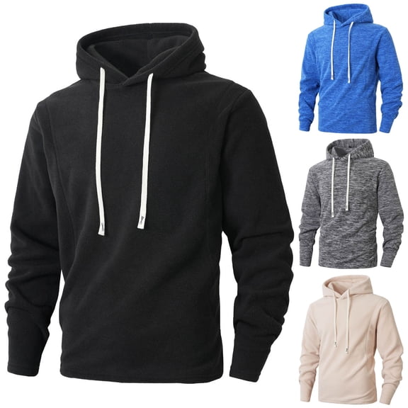 Hinvhai Men's Fleece Sweatshirt Oversized Long Sleeve Drawstring Sports Pullover Hoodies Dark Gray XL(XL)