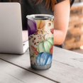 thumbnail image 4 of 20oz Tumblers Fall Pumpkins Leaves Pattern Stainless Steel Vacuum Insulated Double Wall Travel Tumbler Cups Mug with Lid and Straw,Cleaning Brush for Cold & Hot Drinks, 4 of 7