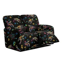 Xoenoiee Turtle Plumeria Flower Print Recliner Loveseat Cover, Stretch Jacquard Reclining Loveseat Cover Furniture Protector Sofa Slipcovers 2 Seat Recliner Covers with Elastic Bottom for Kids Pets
