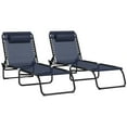 thumbnail image 2 of Outsunny 2 Chaise Lounge Pool Chairs, Folding, Reclining, Dark Blue, 2 of 9