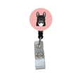 thumbnail image 1 of Checkerboard Pink French Bulldog Retractable Badge Reel, 1 of 1
