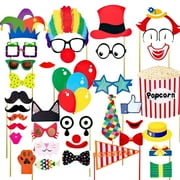 hirigin Paper Photo Frame Props with Clown Theme, Celebration Funny DIY Carnival Party Decoration