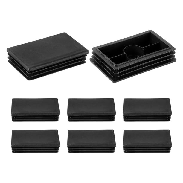 Sourcing Map Estándar Plástico Rectángulo Aluminio Extrusión Extremo Tapa Negro 30x60mm 20uds