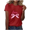 thumbnail image 3 of Ounisa Love Heart Bows Graphic Tees Cute Shirt Women Loose Fit Short Sleeve Top Valentines Shirts, 3 of 5