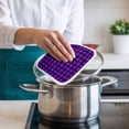 thumbnail image 4 of Black Purple Plaid Pot Holders for Kitchen Heatproof Potholder, 2 Pack Farmhouse Simple Buffalo Checked Hot Pads Multipurpose Oven Pads Cloth Potholders Trivet for Cooking and Baking, 4 of 8
