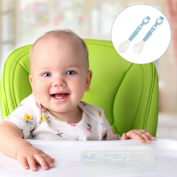 ELAYARD 1 Set of Flexible Baby Fork Infant Feeding Tools Green PP TPE for Home Use
