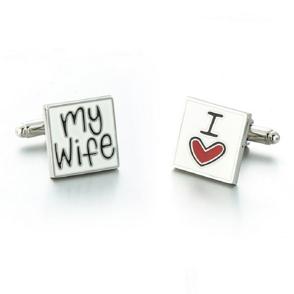 Longcreek Letter Cufflinks for Men, I Love My Wife Cufflinks, Letters Square Cuff Links, I Love You Shirt Tuxedo Cufflinks, Punk Cufflinks French Cufflinks, Best Man Cufflinks