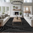 thumbnail image 4 of Black Abstract Large Area Rugs for Bedroom Living Room, Soft Non Slip Carpet Bedside Rug, Modern Geometric Minimalist Stripes Rectangular Floor Cover Kitchen Accent Rug 5'x7' for Dining Room/Office, 4 of 9