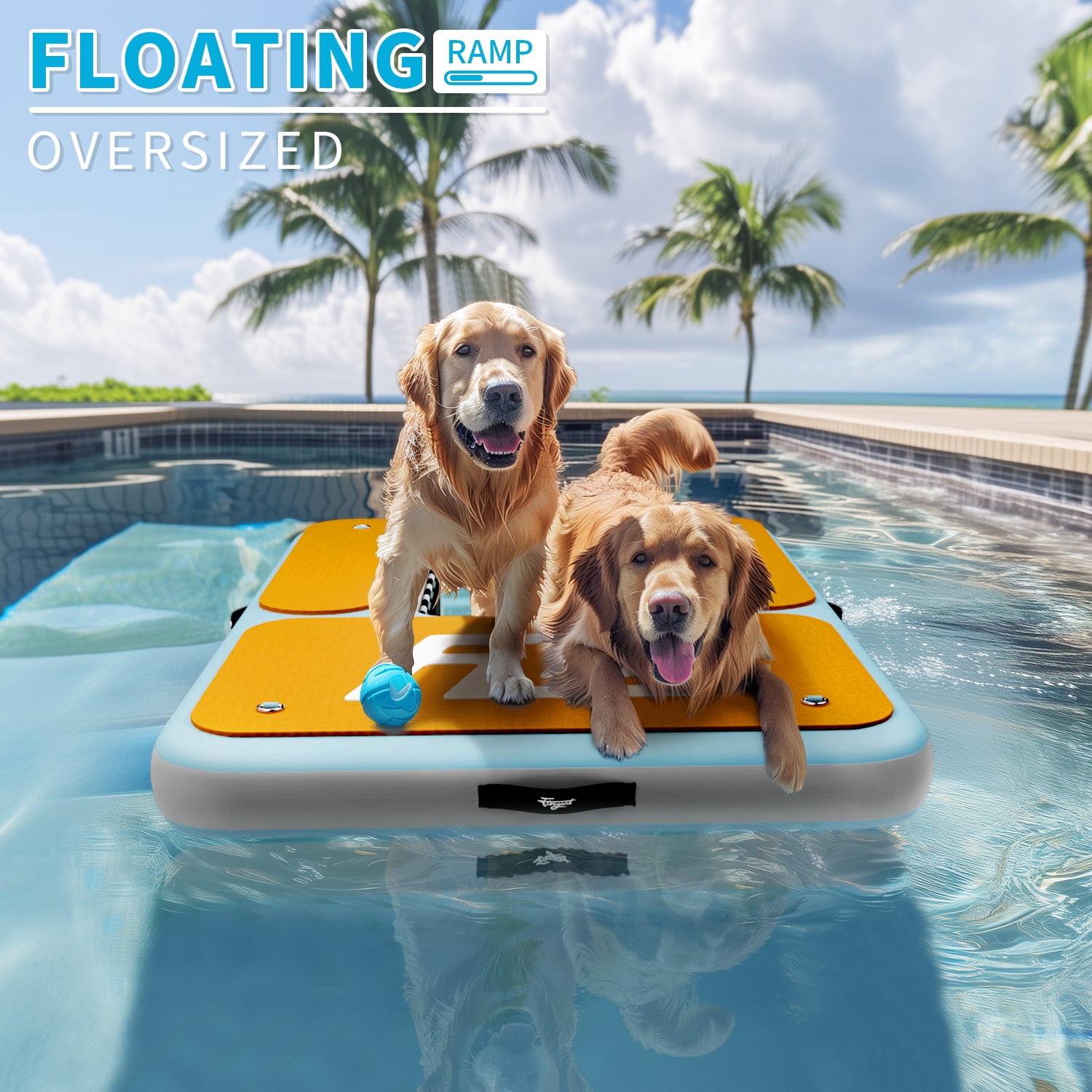 Hidpriva Dog Inflatable Dock Platform: Safe & Easy Water Access for Dogs Up to 220 lbs; Floating Non-Slip EVA Foam with Dog Boat Ramp for Pool, Dock, & Lake