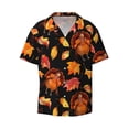 thumbnail image 2 of Lafuoo Thanksgiving Turkey 1 Pattern Men's Cuban Collar Short Sleeve Shirt, Button-Down Resort Beach Pocket Shirt-Medium, 2 of 7