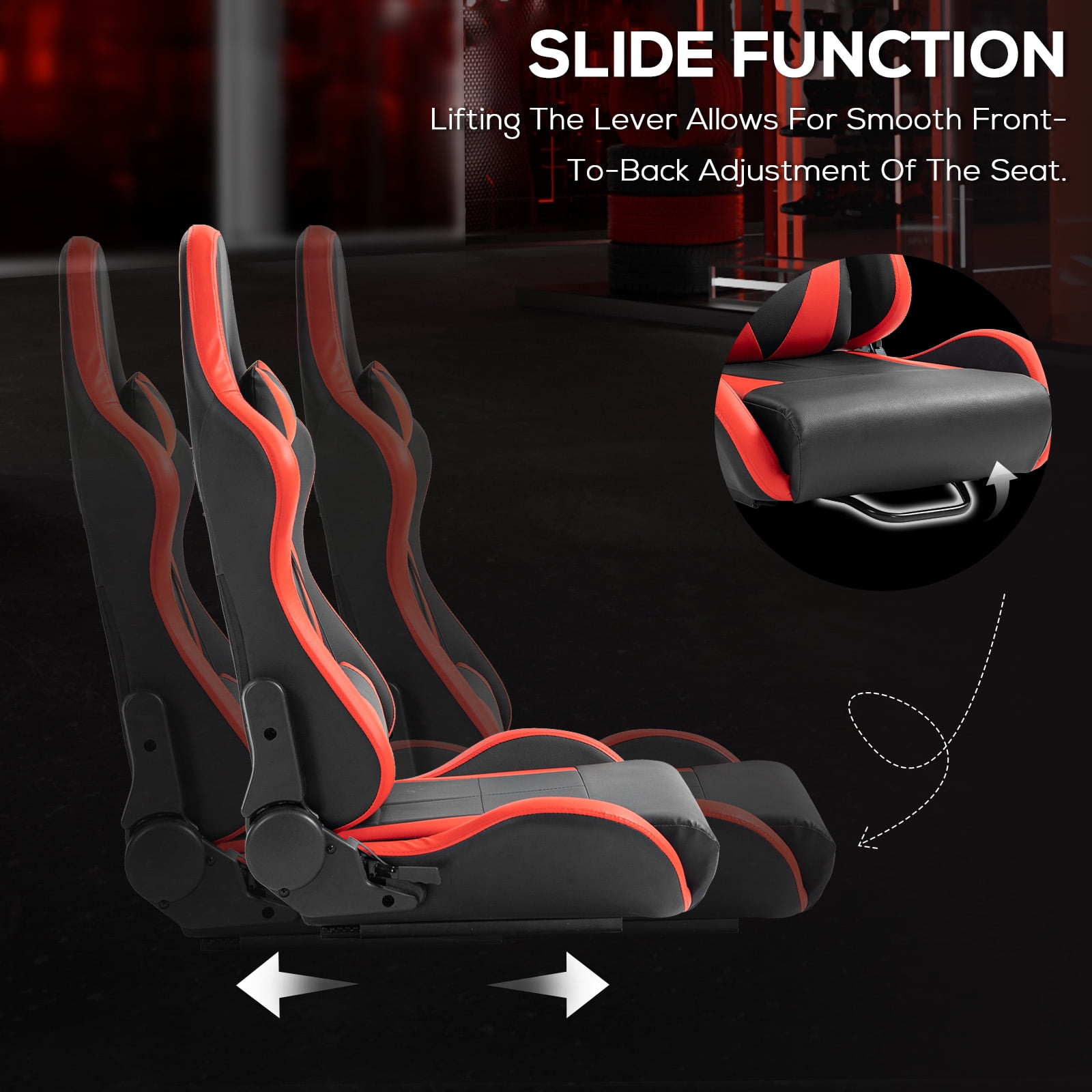 Supllueer Adjustment Gaming Red Seat Pu Leather With Headrest & Lumbar Support Cushion For Racing Simulator Cockpit Wheel Stand.Excluding electronic devices