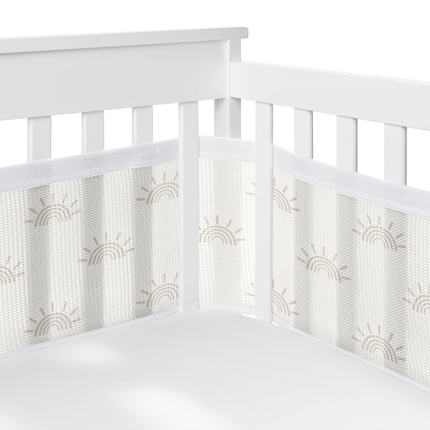 Sweet Jojo Designs Tufted Sun Ivory and Beige Crib Bedding + BreathableBaby Breathable Mesh Liner Pad