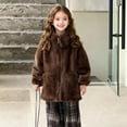 thumbnail image 2 of Fesfesfes Childrens Solid Color Faux Coat Winter Girls Button Front Long Sleeve Padded Jacket Medium Thick Warm Outerwear for Daily Wear Travel Holiday(Coffee#1,2 Years), 2 of 7