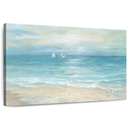 Elephant Stock Island Beach Landscape Wall Art - Horizontal Canvas Wall Art - Hallway Wall Decor - Beach Canvas - Teal And Blue Decor By Cynthia Coulter - 12" x 8"