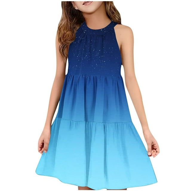Robes d'Été Décontractées Robe d'Été Décontractée Filles Col Rond Sans Manches Robe Patchwork Robe Ludique Confortable Robe d'Été Décontractée Robes d'Été Mignonnes Robes d'Été Filles Robes d'Été