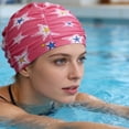 thumbnail image 4 of Yucurem 1 Pack Oversized Printed Fabric Swim Cap for Women Men, Breathable Elastic Flexible Swim Caps, Lightweight Ear Protection Bathing Caps Diving Swimming Equipment, 4 of 8