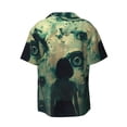 thumbnail image 6 of Lsque Eyes Watching In The Dark print Men's Cuban Collar Short Sleeve Shirt Summer Beachwear Casual Button Down Fashionable Vacation Leisure Shirt-X-Large, 6 of 7