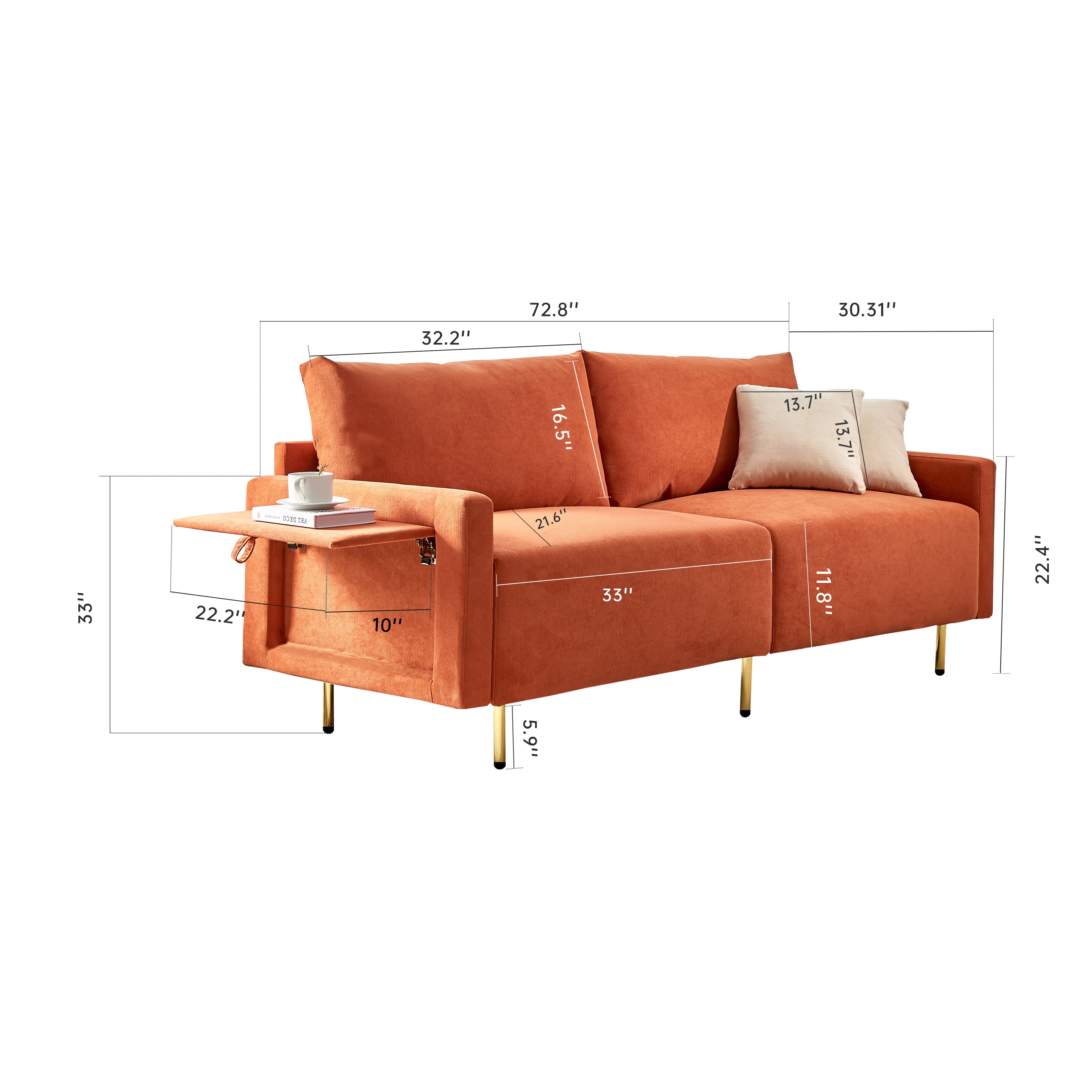 BSHTI 66.9 inch Modern Upholstered 2-Seat Loveseat Sofa,European style Loveseat Sofa for Livingroom(Navy Blue)