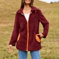 thumbnail image 4 of XFLWAM Women's Sherpa Fleece Jacket Casual Lapel Collar Zip Up Jackets Loose Winter Coats Warm Fuzzy Outwear with Pockets, 4 of 9