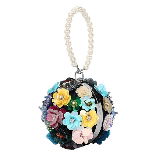 para mujer, con para graduación, boda, novia, , con lentejuelas y flores Negro Baoblaze Bolso de noche