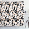 thumbnail image 1 of Ambesonne Retro Shower Curtain, Vintage Kitchen Utensils, 69"Wx84"L, Charcoal Grey Pale Peach, 1 of 3
