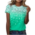 thumbnail image 2 of GaThRRgYP Plus Size Tops for Women,Womens Plus Size Tops,Women's Casual Sparkling Crystal Printed Round Neck Short Sleeved Top, 2 of 4